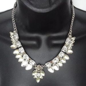 BCBGENERATION NECKLACE SILVER TONED FAUX DIAMOND